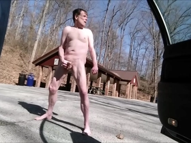 Bare Feet Total Nude Wank In Parking Lot 03-17