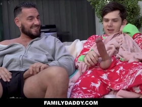 FamilyDaddy - Cute Step Son & Hunk Step Dad Family Fuck After Jerking Off Together - Dakota Lovell, Derek Allen
