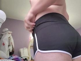 Sissy chub shows off girly shorts