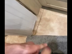 cum on door in bathroom